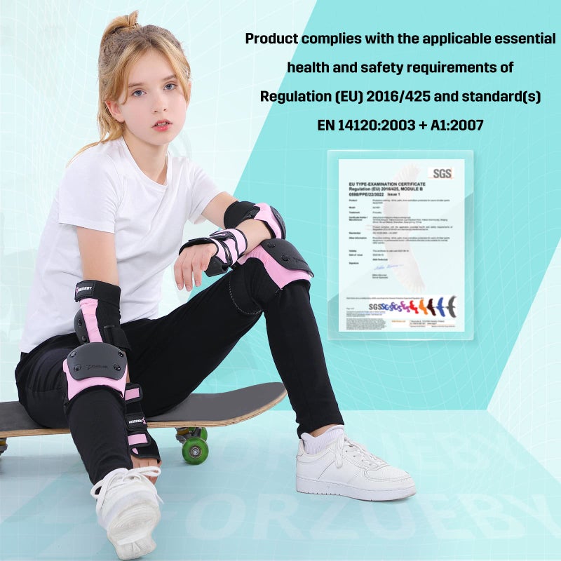 Forzueby Adult/Kids Knee Pads Elbow Pads Wrist Guards 6 in 1 Protective Gear Set for Inline Roller Skating Skateboarding Scooter BMX etc. - Image 5